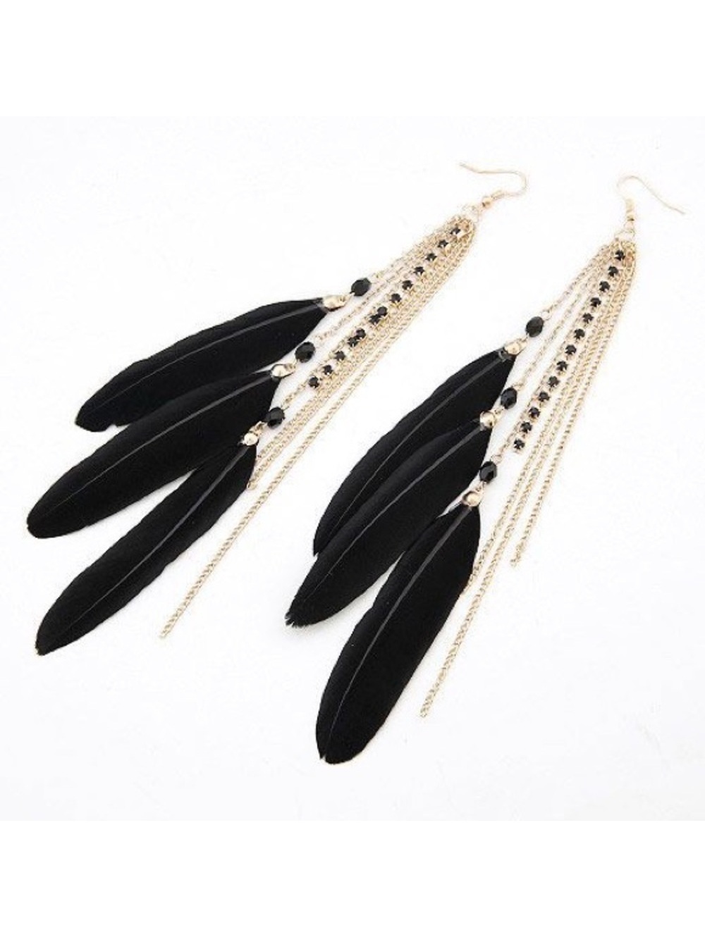 White or Blue Gold Feather Earrings
